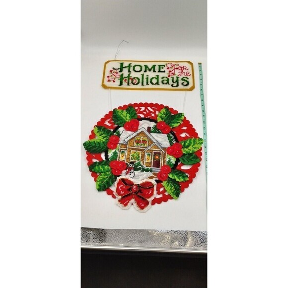 Holiday Plastic Canvas Needlepoint Door Wall Holiday Decor Lot of 15 Vintage - Picture 13 of 17